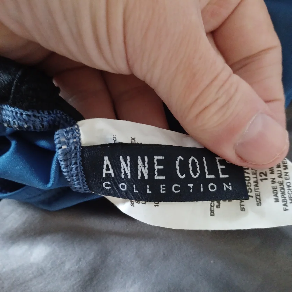Anne Cole One Piece Bathing Suit Blue EUC Size 12 with separate swim skirt